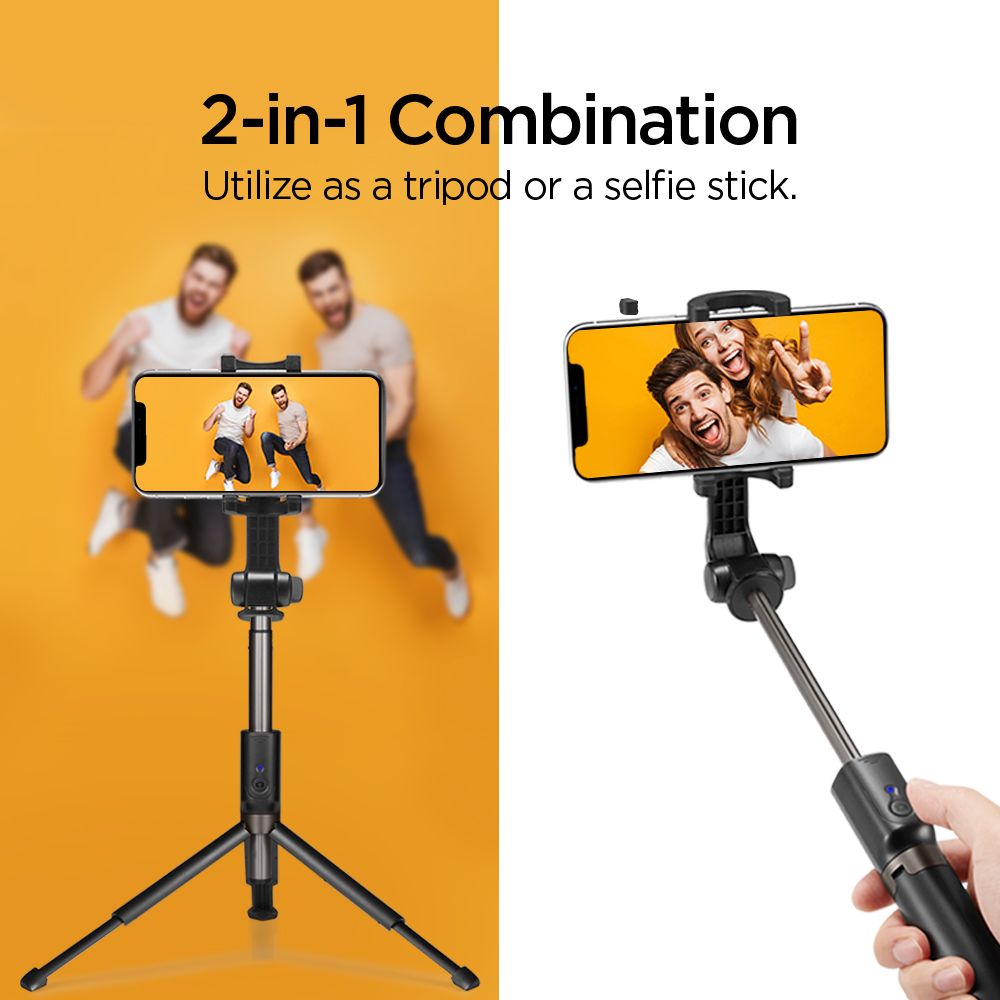 Selfie lazdelė Spigen S540W Bluetooth su trikoju - juoda -- Selfie Sticks & Tripods
