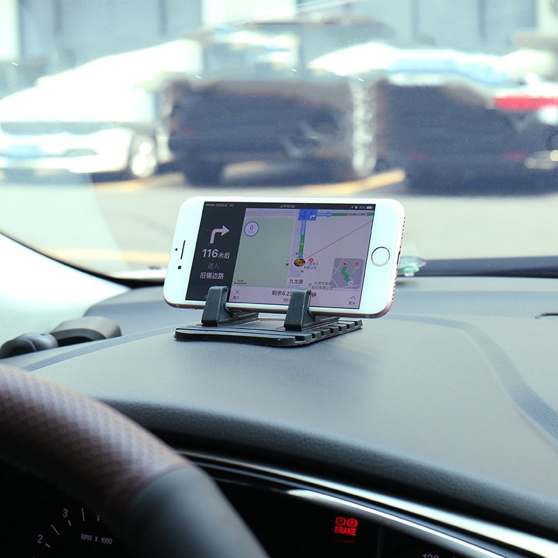 Universalus automobilinis silikoninis telefono stovas Nano Pad, juodas