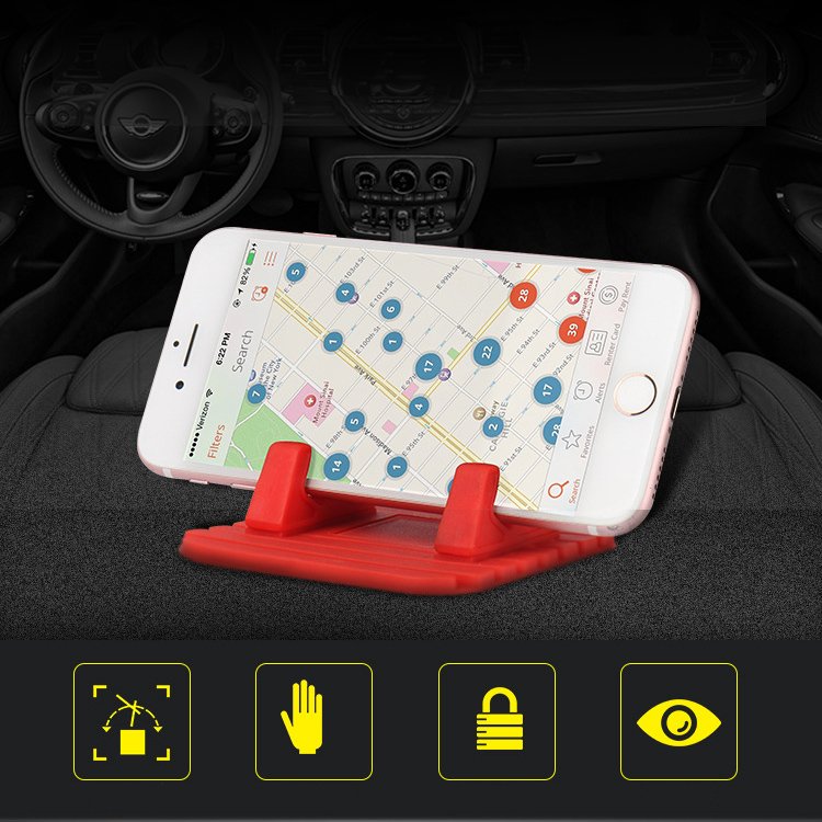 Universalus automobilinis silikoninis telefono stovas Nano Pad, juodas