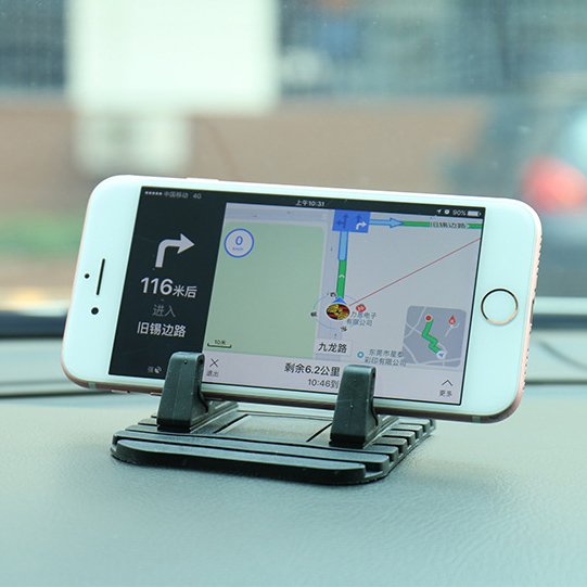 Universalus automobilinis silikoninis telefono stovas Nano Pad, juodas