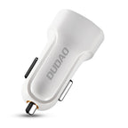 Dudao automobilinis rinkinio įkroviklis 2x USB 2.4A + USB 3in1 Lightning / Type C / micro USB laidas baltas (R7 white)