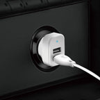 Dudao automobilinis rinkinio įkroviklis 2x USB 2.4A + USB 3in1 Lightning / Type C / micro USB laidas baltas (R7 white)