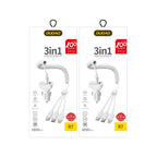 Dudao automobilinis rinkinio įkroviklis 2x USB 2.4A + USB 3in1 Lightning / Type C / micro USB laidas baltas (R7 white)