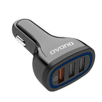 Dudao automobilinis įkroviklis quick charge Quick Charge 3.0 QC3.0 2.4A 18W 3x USB baltas (R7S white)