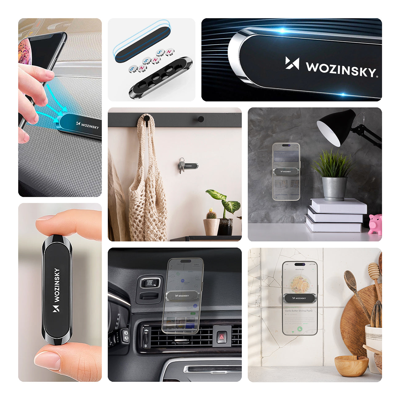 Wozinsky WMH-01 magnetinis automobilinis laikiklis prietaisų skydeliui, juodas Antrasis paveikslėlis