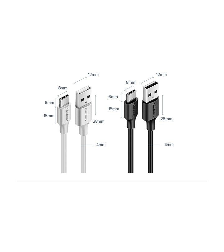 Ugreen US287 60116 USB-A / USB-C 2A kabelis 1 m - juodas -- Cell phone cables