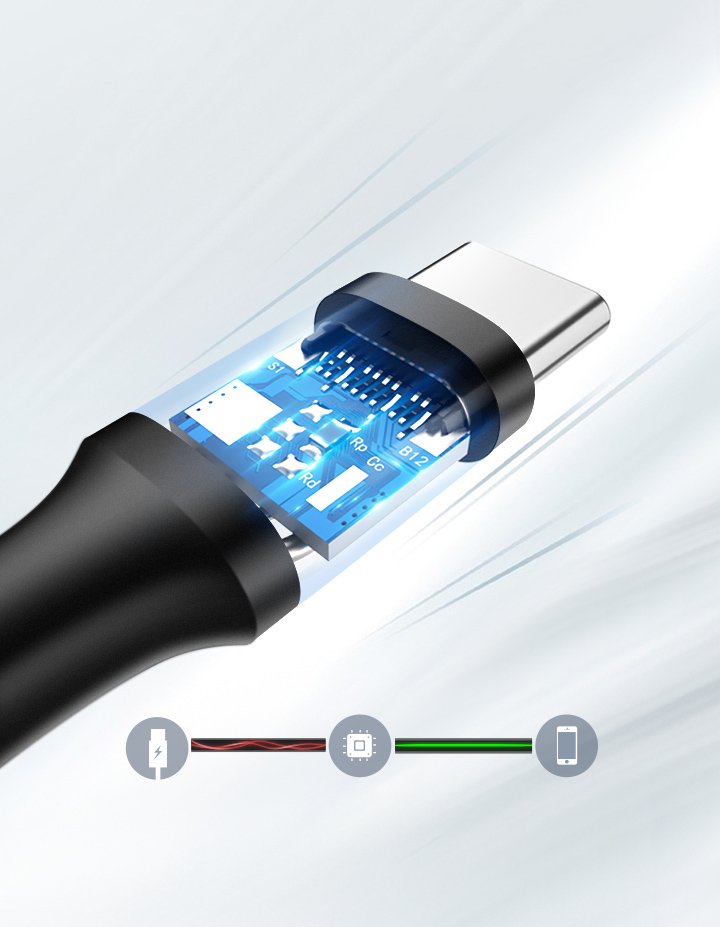 Ugreen US287 60116 USB-A / USB-C 2A kabelis 1 m - juodas -- Cell phone cables