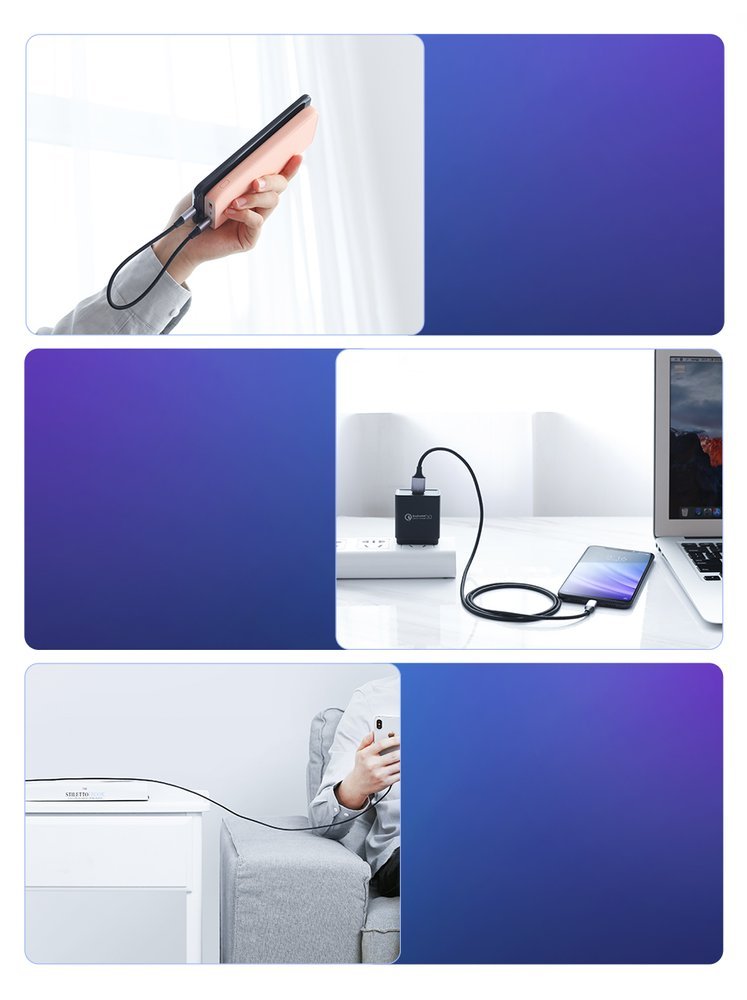 Ugreen US288 60125 USB-A / USB-C QC 3.0 3A kabelis 0,5 m - pilkas -- Cell phone cables