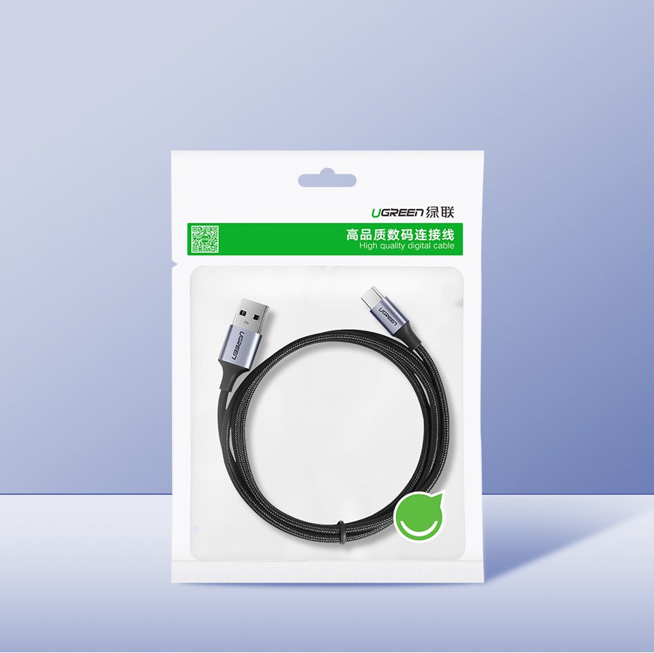 Ugreen US288 60125 USB-A / USB-C QC 3.0 3A kabelis 0,5 m - pilkas -- Cell phone cables