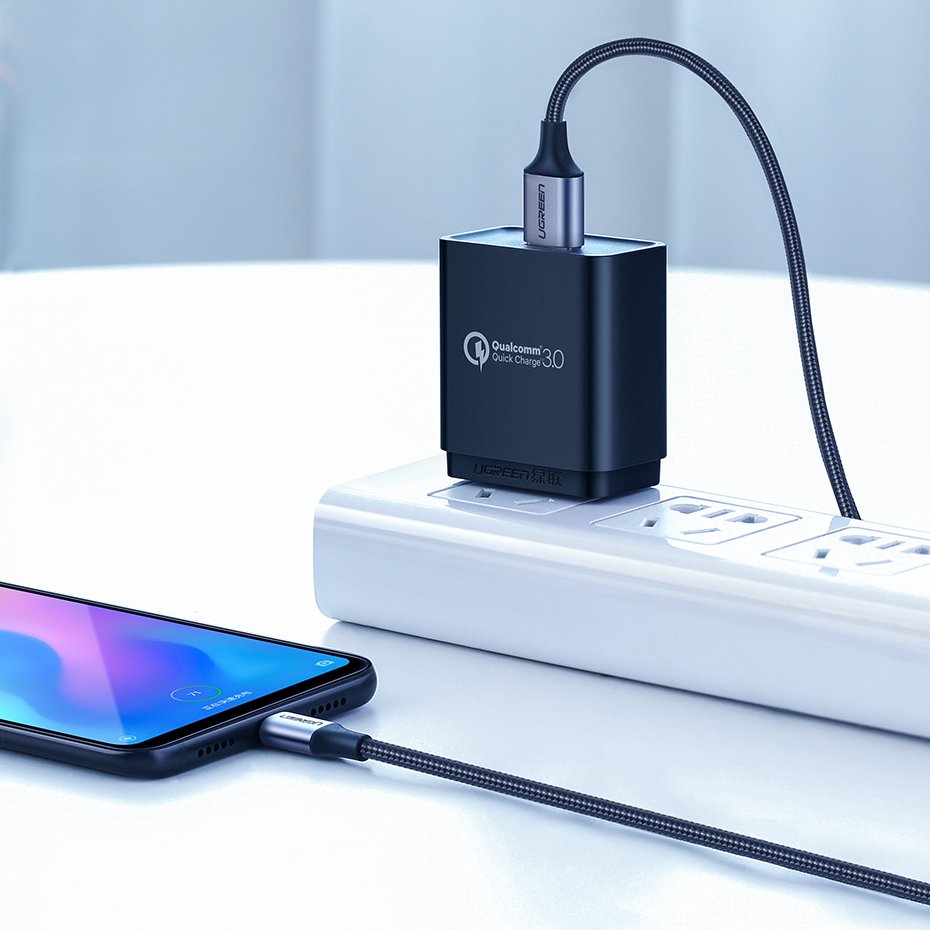 Ugreen US288 60125 USB-A / USB-C QC 3.0 3A kabelis 0,5 m - pilkas -- Cell phone cables