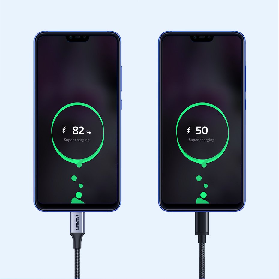 Ugreen US288 60125 USB-A / USB-C QC 3.0 3A kabelis 0,5 m - pilkas -- Cell phone cables
