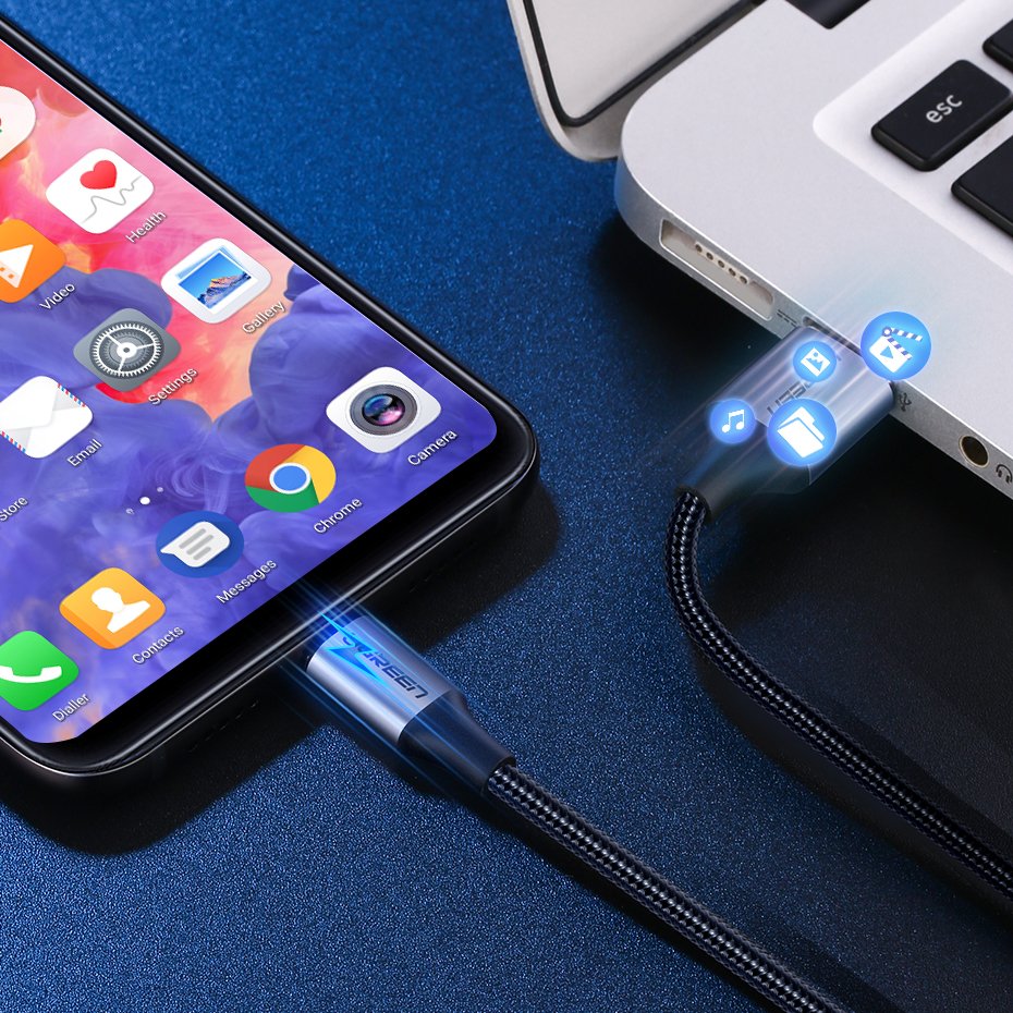 Ugreen US288 60125 USB-A / USB-C QC 3.0 3A kabelis 0,5 m - pilkas -- Cell phone cables