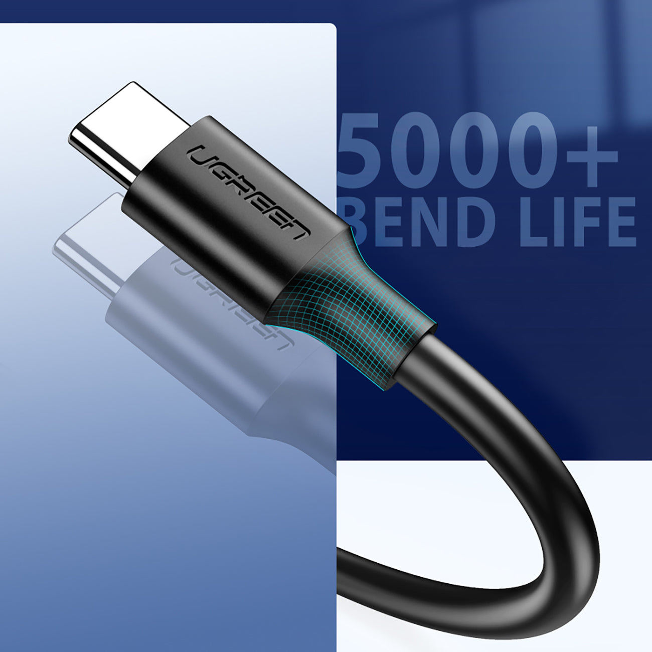 Ugreen US184 20882 USB-A 3.0 / USB-C 3A kabelis 1 m - juodas -- Cell phone cables