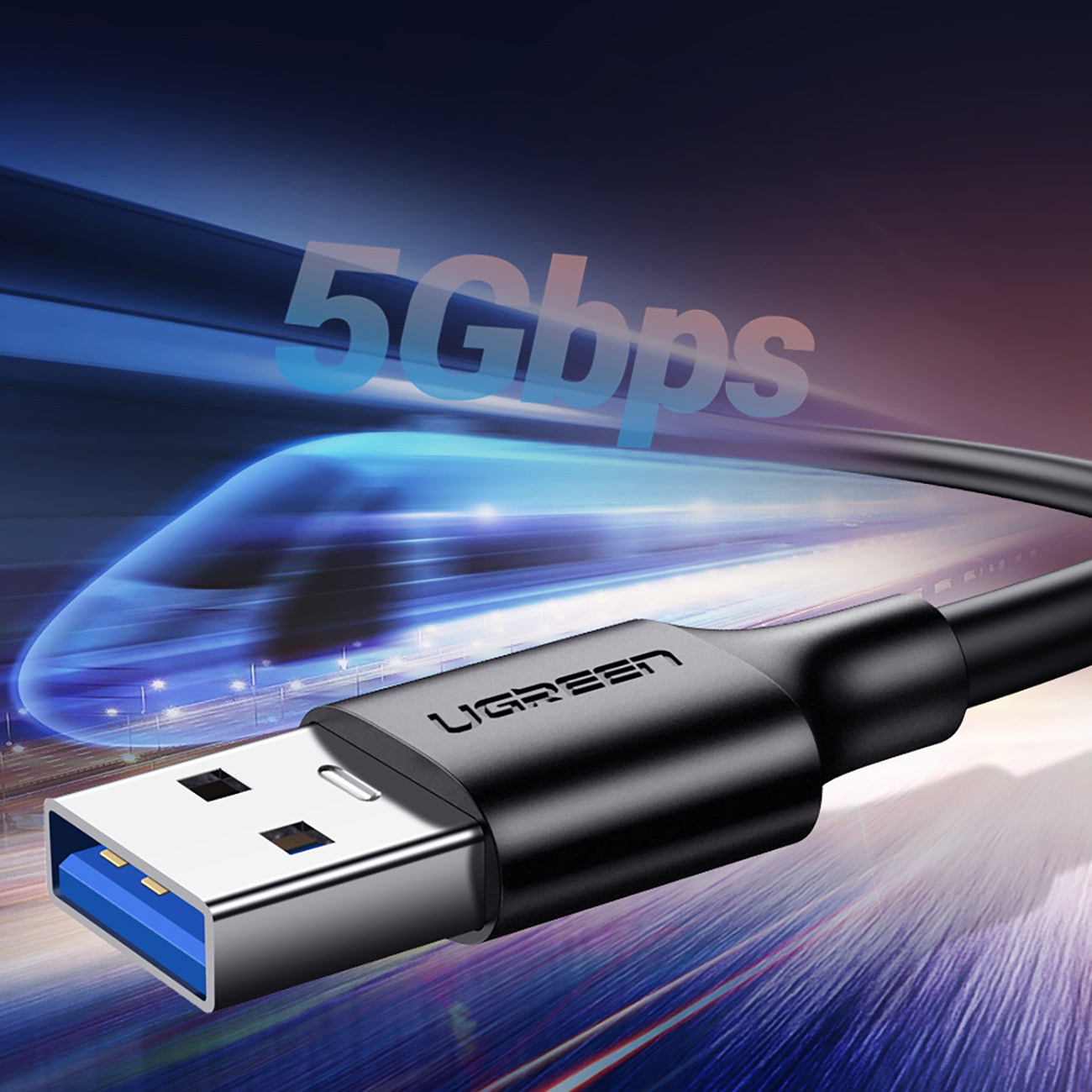 Ugreen US184 20882 USB-A 3.0 / USB-C 3A kabelis 1 m - juodas -- Cell phone cables