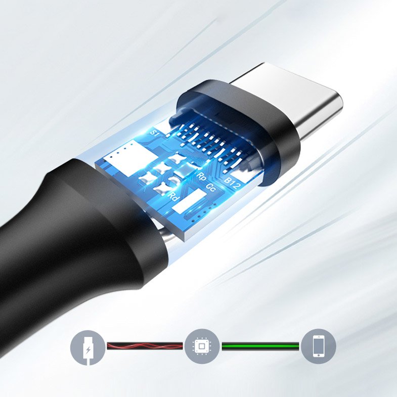 Ugreen US184 20882 USB-A 3.0 / USB-C 3A kabelis 1 m - juodas -- Cell phone cables