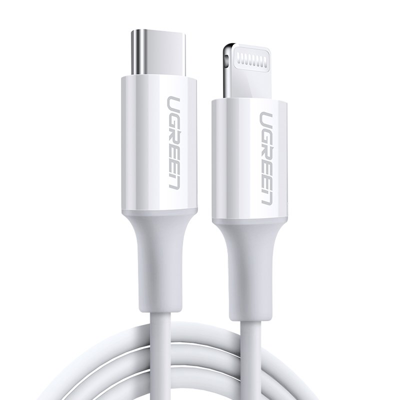 Ugreen US171 Lightning - USB-C MFi PD laidas 20W 480Mb/s 1m - baltas -- Cell phone cables