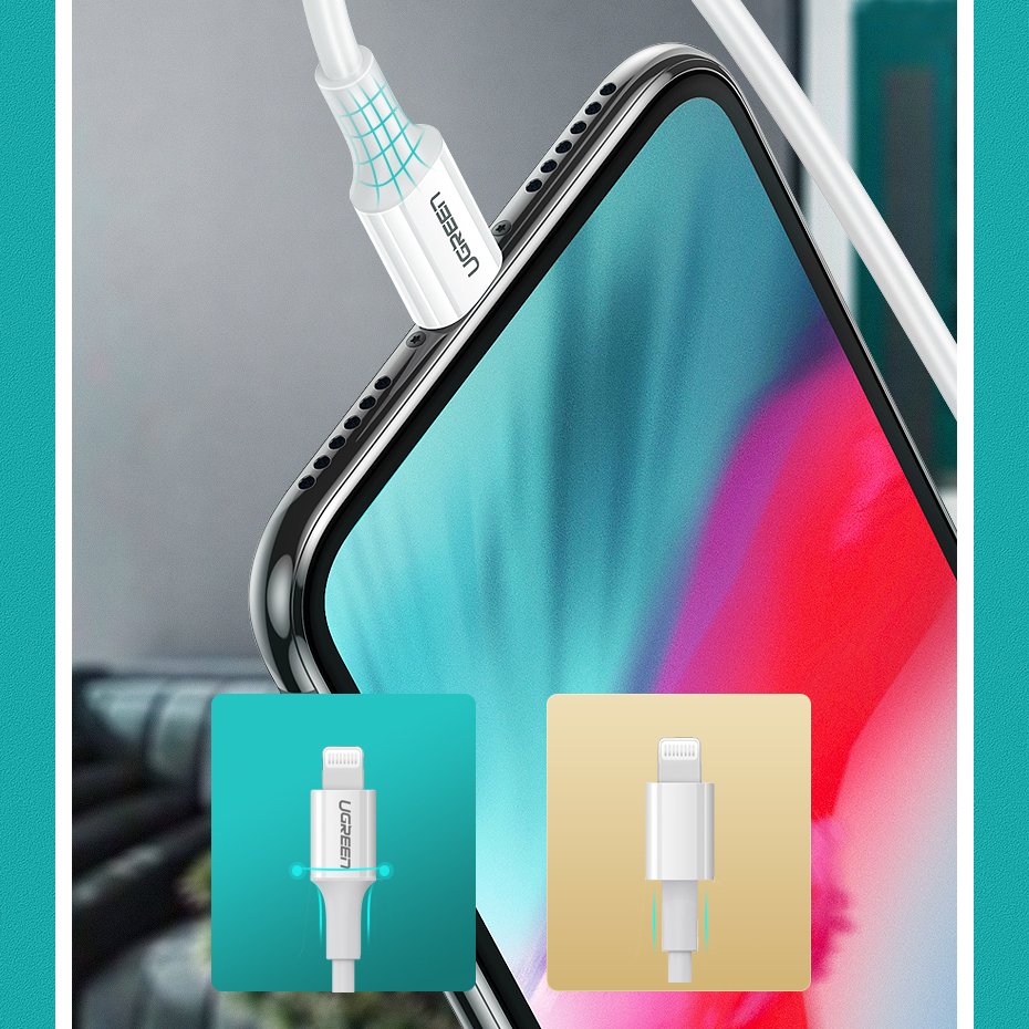 Ugreen US171 Lightning - USB-C MFi PD laidas 20W 480Mb/s 1m - baltas -- Cell phone cables