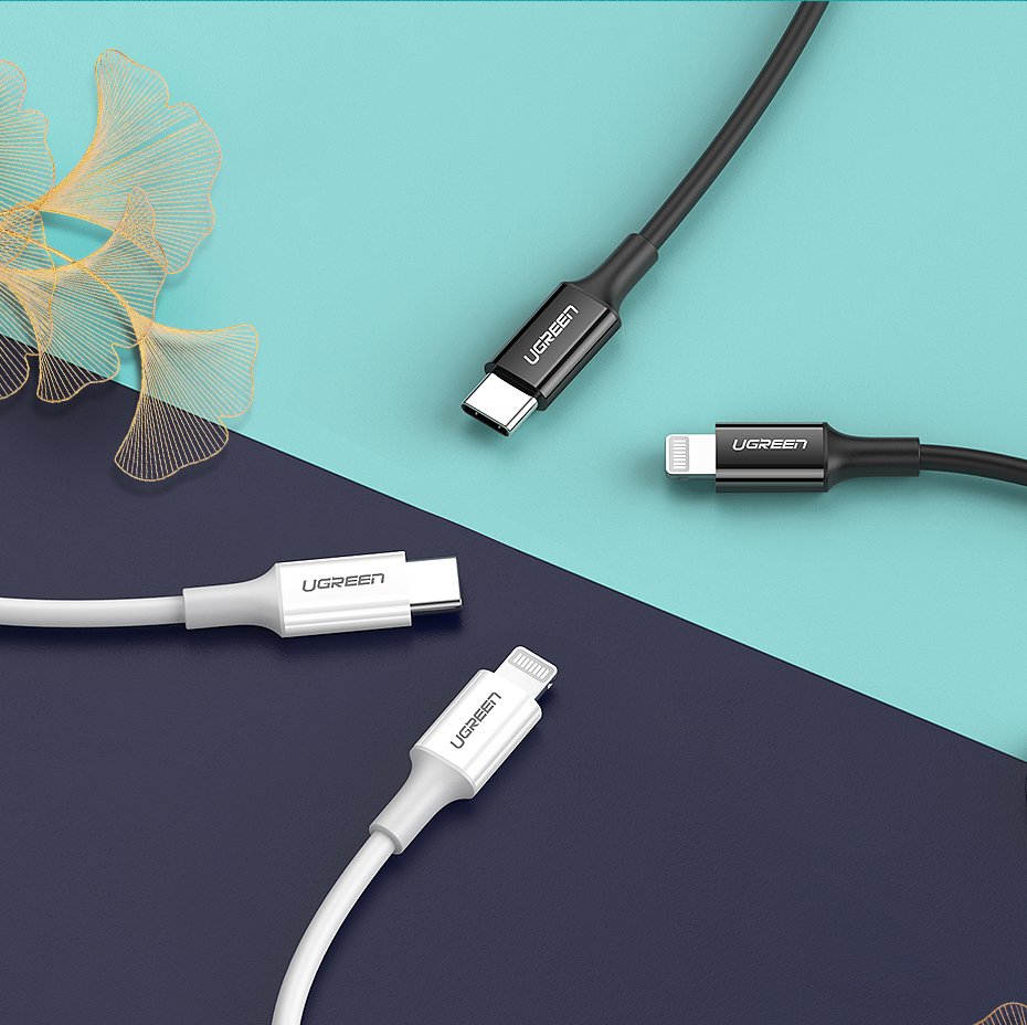 Ugreen US171 Lightning - USB-C MFi PD laidas 20W 480Mb/s 1m - baltas -- Cell phone cables