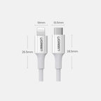Ugreen US171 Lightning - USB-C MFi PD laidas 20W 480Mb/s 1m - baltas -- Cell phone cables