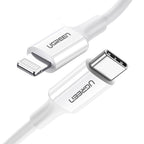 Ugreen US171 Lightning - USB-C MFi PD laidas 20W 480Mb/s 1m - baltas -- Cell phone cables