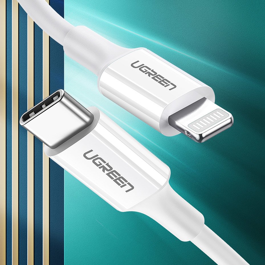 Ugreen US171 Lightning - USB-C MFi PD laidas 20W 480Mb/s 1m - baltas -- Cell phone cables