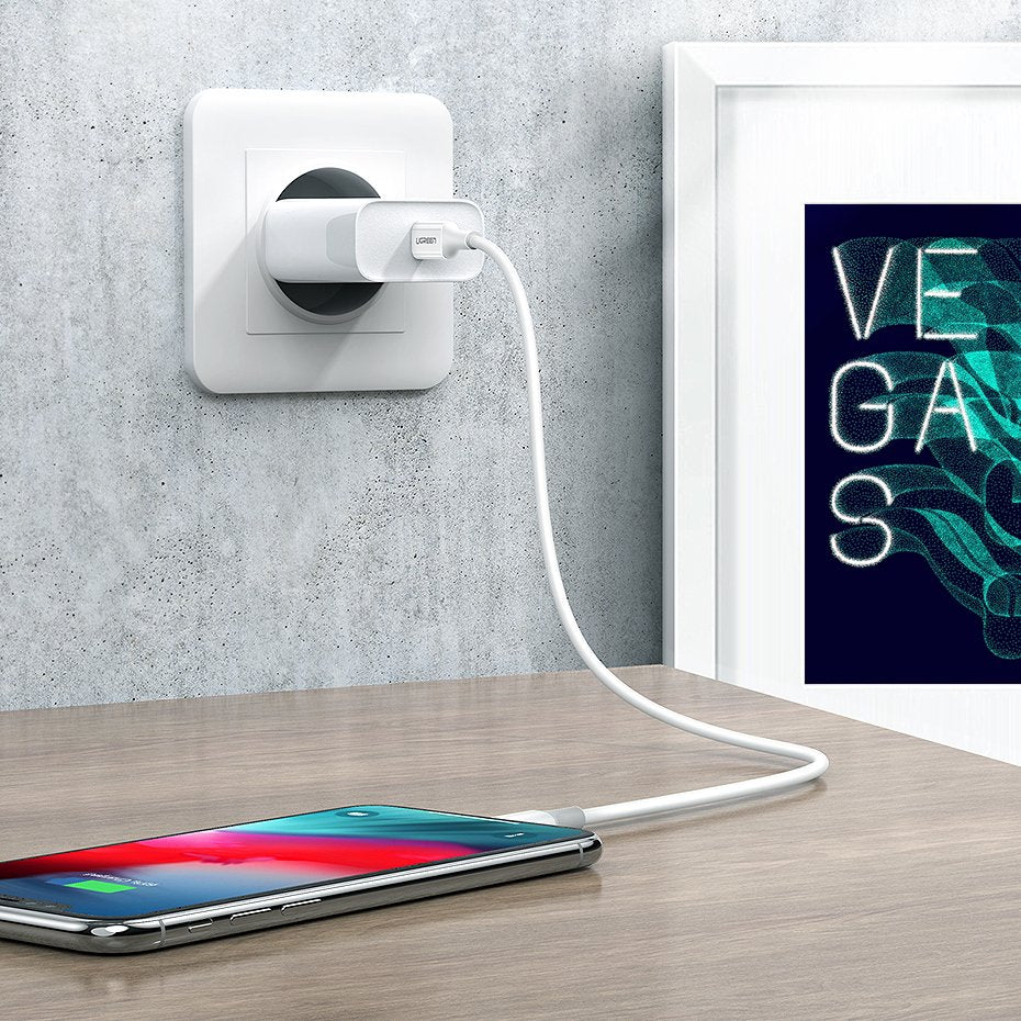 Ugreen US171 Lightning - USB-C MFi PD laidas 20W 480Mb/s 1m - baltas -- Cell phone cables