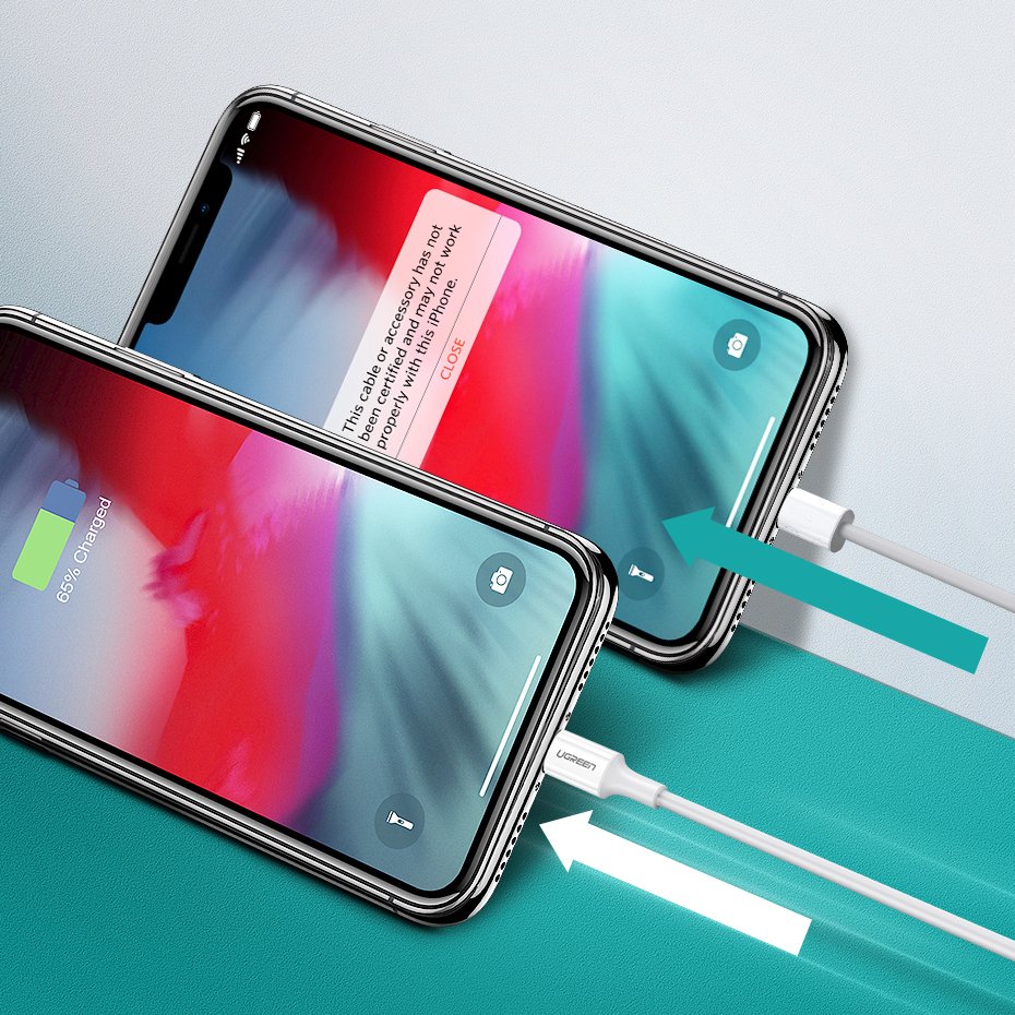 Ugreen US171 Lightning - USB-C MFi PD laidas 20W 480Mb/s 1m - baltas -- Cell phone cables