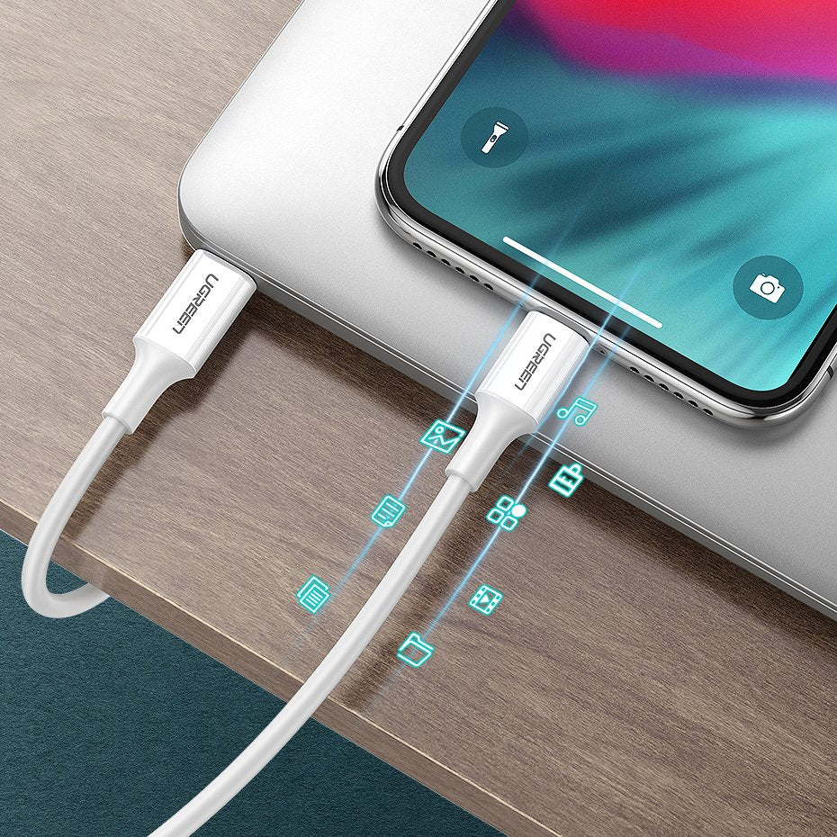 Ugreen US171 Lightning - USB-C MFi PD laidas 20W 480Mb/s 1m - baltas -- Cell phone cables