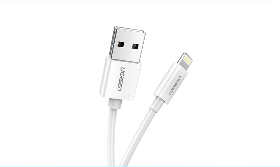 Ugreen US155 20728 USB-A / Lightning MFi 2.4A laidas 1m - baltas -- Cell phone cables