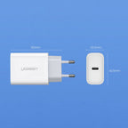 Ugreen USB įkroviklis Power Delivery 3.0 Quick Charge 4.0+ 20W 3A baltas (60450) -- Cell phone chargers