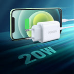 Ugreen USB įkroviklis Power Delivery 3.0 Quick Charge 4.0+ 20W 3A baltas (60450) -- Cell phone chargers