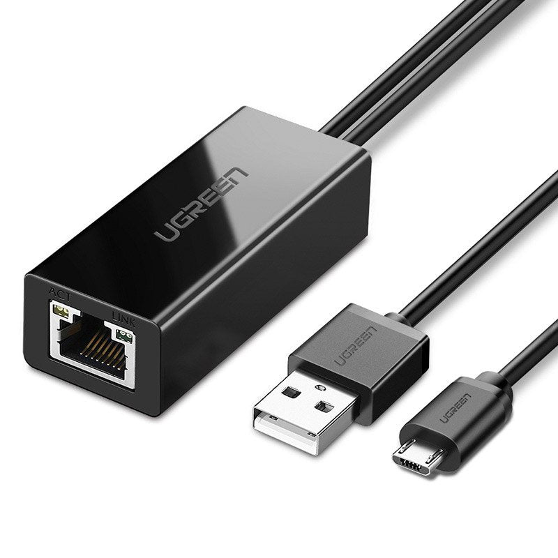 Tinklo plokštė Ugreen 30985, skirta Chromecast su micro USB / USB-A jungtimis 100Mb/s 1 m - juoda -- Network Adapters