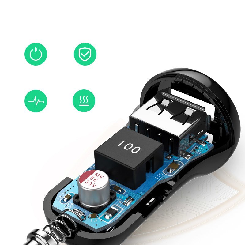 Ugreen automobilinis įkroviklis 2x USB 24W 4.8 A (2x 2.4 A) juodas (50875) -- Cell phone chargers