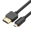 Ugreen kabelis HDMI - micro HDMI kabelis 19 kontaktų 2.0v 4K 60Hz 30AWG 1.5m juodas (30102) -- Video Cables