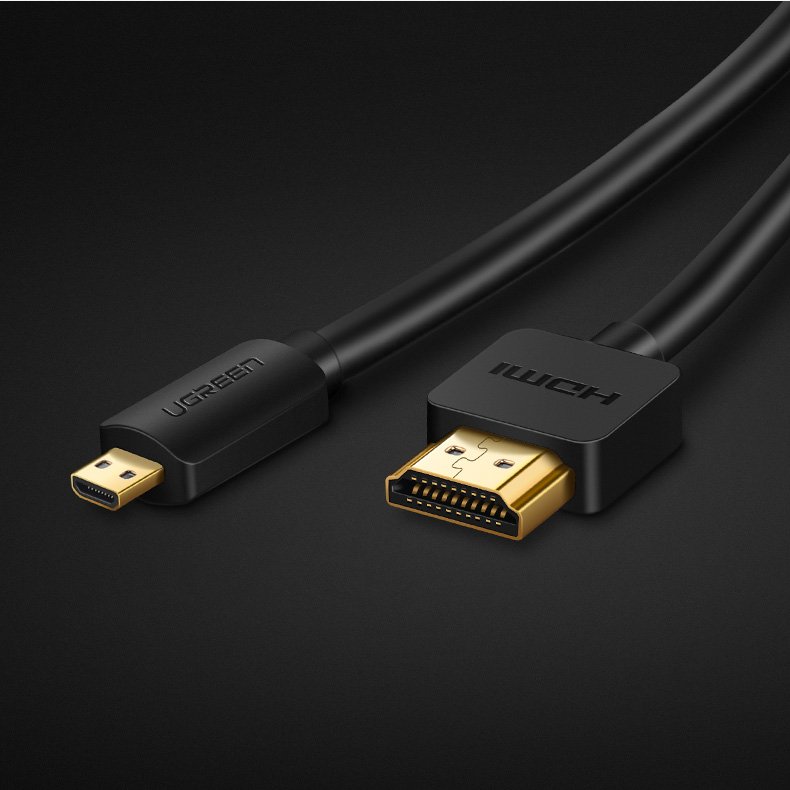 Ugreen kabelis HDMI - micro HDMI kabelis 19 kontaktų 2.0v 4K 60Hz 30AWG 1.5m juodas (30102) -- Video Cables