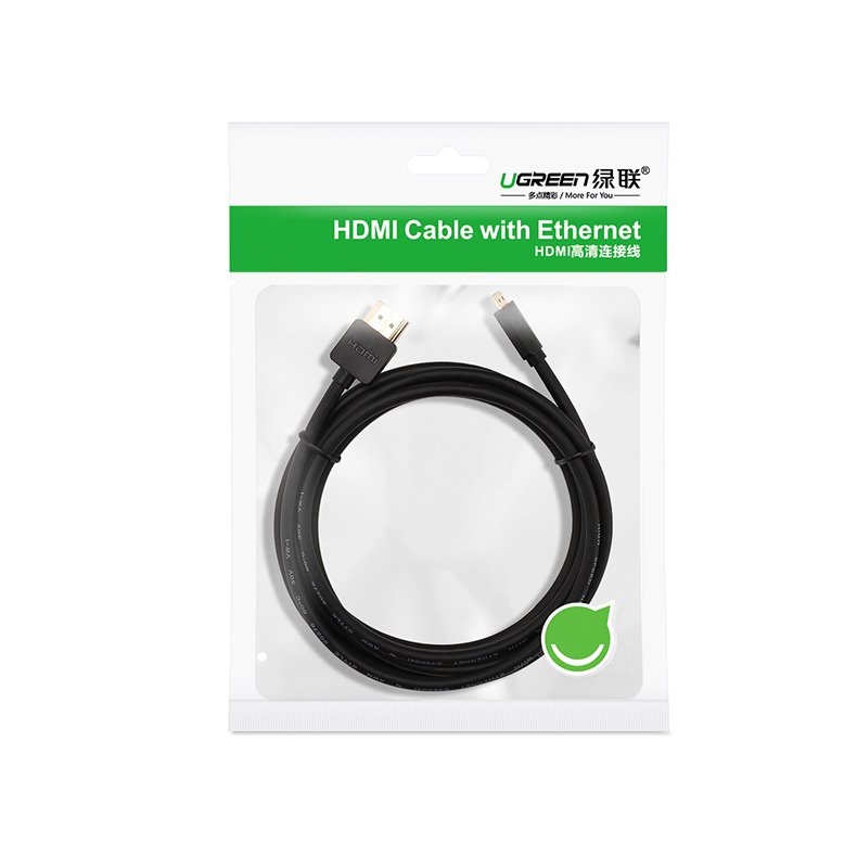 Ugreen kabelis HDMI - micro HDMI kabelis 19 kontaktų 2.0v 4K 60Hz 30AWG 1.5m juodas (30102) -- Video Cables