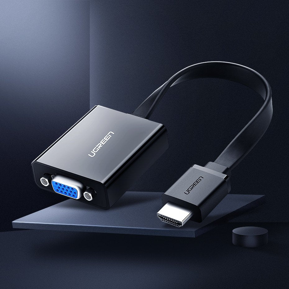 Ugreen adapteris HDMI - VGA micro USB / garso 3.5 mm mini jack juodas (40248) -- Video Adapters