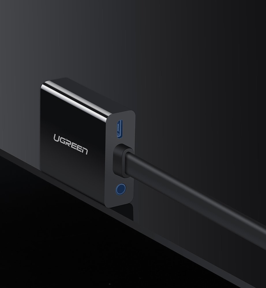 Ugreen adapteris HDMI - VGA micro USB / garso 3.5 mm mini jack juodas (40248) -- Video Adapters