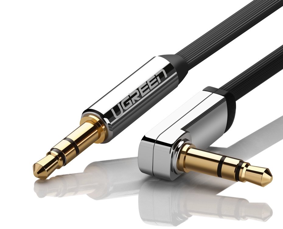 Ugreen plokščias AUX garso kabelis 3.5mm mini jack 1m sidabrinis (10597) -- Audio Cables