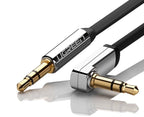 Ugreen plokščias AUX garso kabelis 3.5 mm mini jack 2m sidabrinis (10599) -- Audio Cables