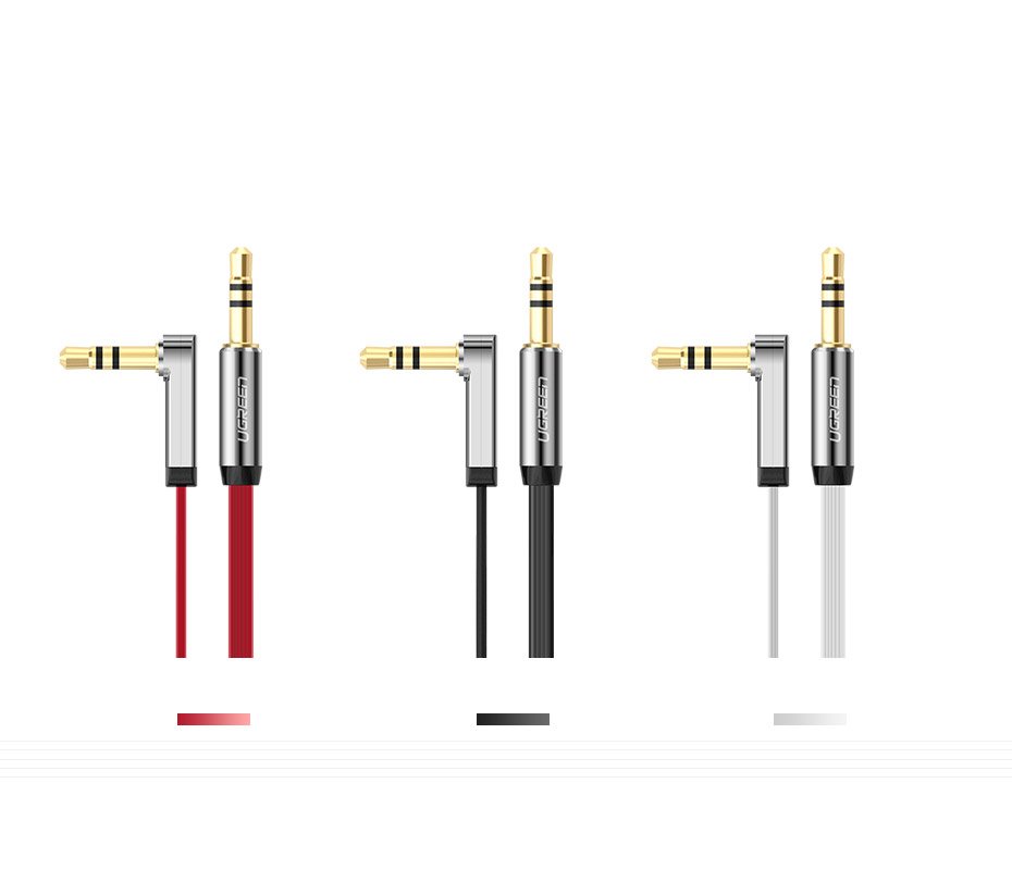 Ugreen plokščias AUX garso kabelis 3.5 mm mini jack 2m sidabrinis (10599) -- Audio Cables