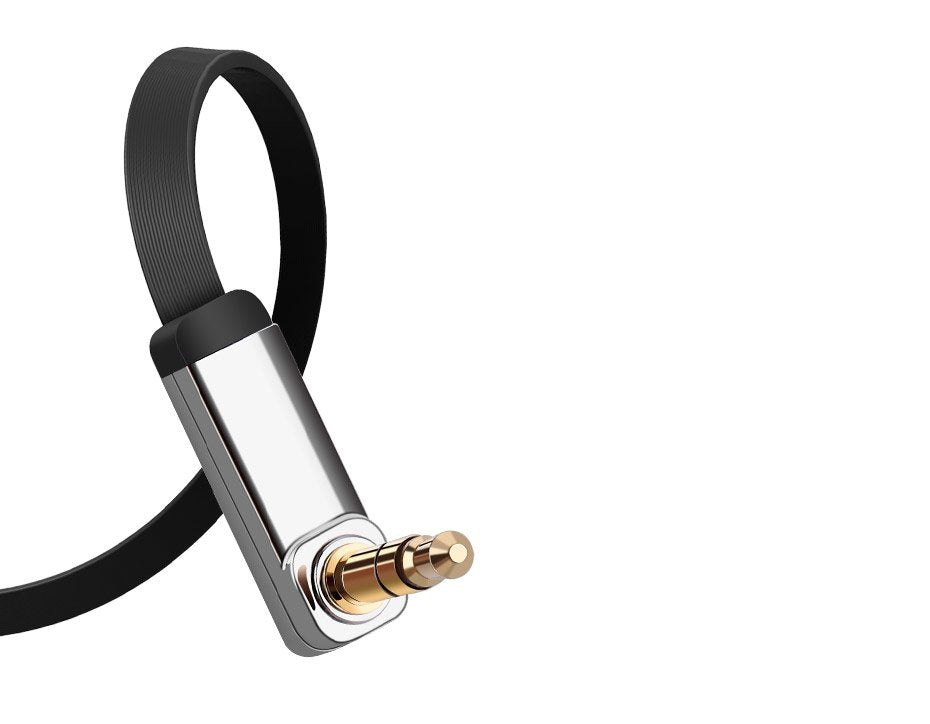 Ugreen plokščias AUX garso kabelis 3.5 mm mini jack 2m sidabrinis (10599) -- Audio Cables