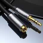 Ugreen AV118 10592 kabelis 3.5 mm mini jack (male) / 3.5 mm mini jack (female) 1m - sidabrinis -- Audio Cables