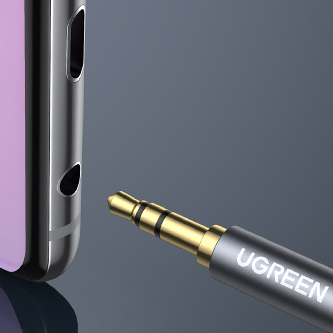 Ugreen AV118 10592 kabelis 3.5 mm mini jack (male) / 3.5 mm mini jack (female) 1m - sidabrinis -- Audio Cables