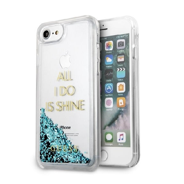 Guess GUHCP7GLUQBL iPhone 6/7/8 /SE 2020 / SE 2022 mėlyna/mėlyna hard case Liquid Glitter Party -- iPhone 6