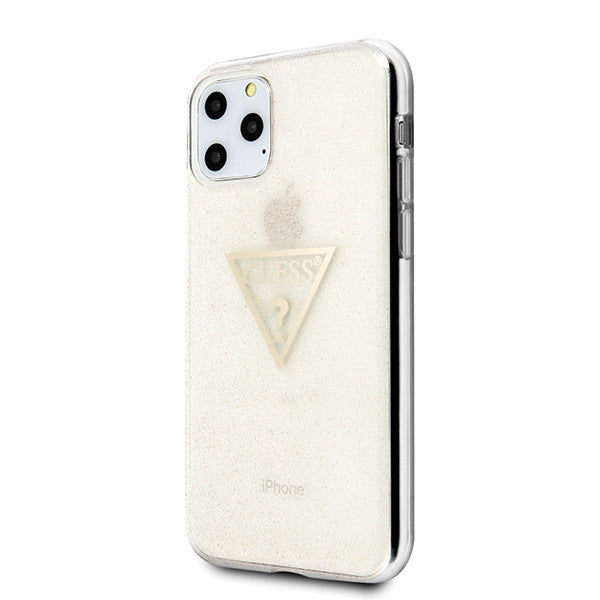 Guess dėklas iPhone 11 Pro – auksinis, Glitter Triangle -- iPhone 11 Pro