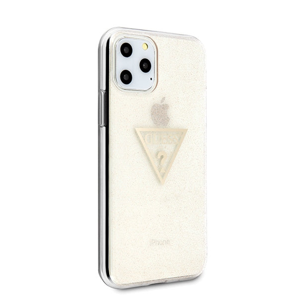Guess dėklas iPhone 11 Pro – auksinis, Glitter Triangle -- iPhone 11 Pro
