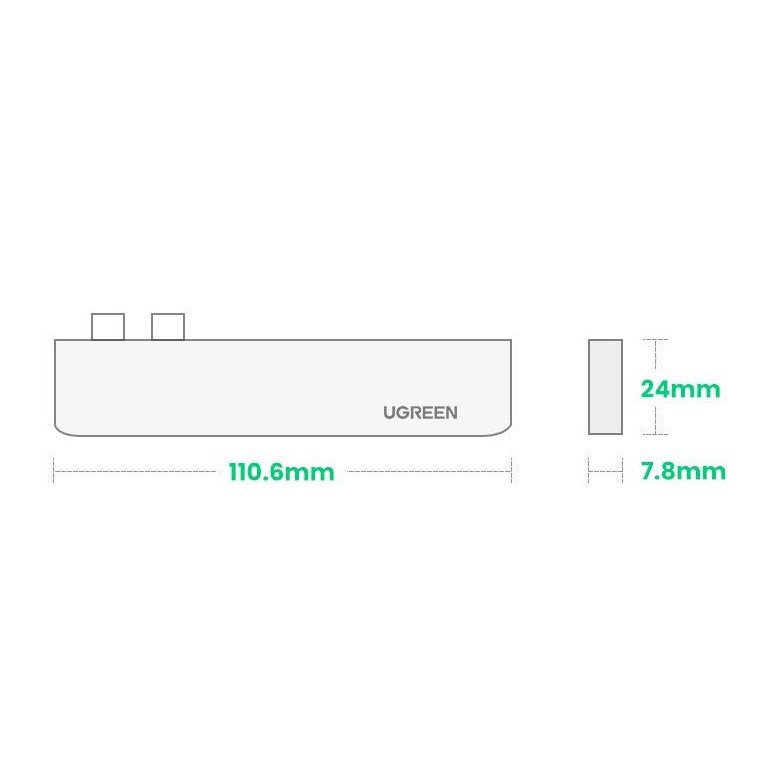 HUB Ugreen 60559 2x USB-C / USB-C PD (Thunderbolt 3, 100W, 4K 60 Hz, 10 Gbps) / HDMI 4K 30 Hz / 3x USB 3.0 skirtas...