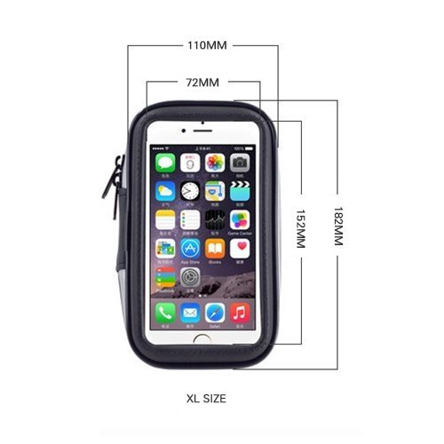 Vandeniui atsparus telefono laikiklis dviračiui XL – juodas -- Cell phone cases and covers