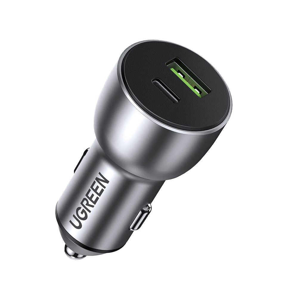Ugreen automobilinis įkroviklis USB / USB Type C Quick Charge 3.0 Power Delivery 36W 3A Pilkas (CD213 60980) -- Cell...